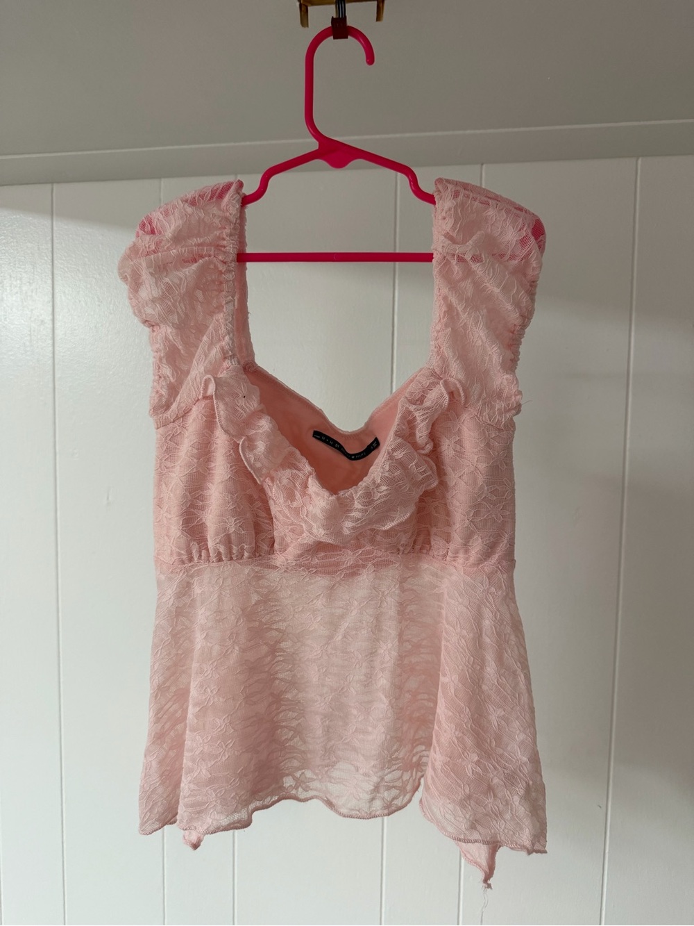 Delicate Pink Ruffle Lace Chemise